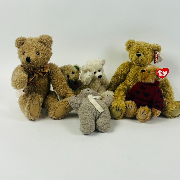 Vintage Lot of 6 TY & Other Teddy Bear Plush Collection - Picture 1 of 5